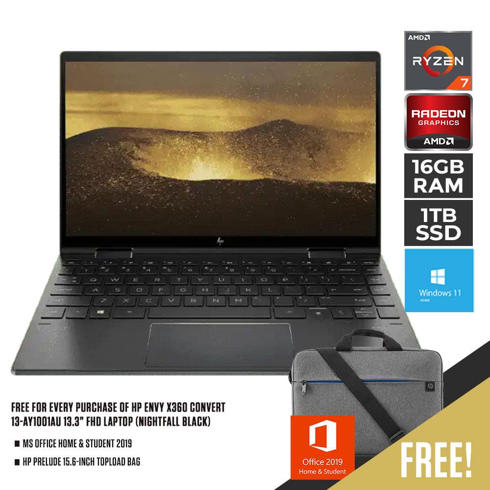 HP ENVY X360 CONVERT 13-AY1001AU LAPTOP (NIGHTFALL BLACK) | 13.3" FHD | RYZEN 7 5800U| 16GB RAM DDR4 | 1TB SSD | RADEON™ GRAPHICS | WIN11 + MS OFFICE HOME & STUDENT HP PRELUDE TOPLOAD BAG - DataBlitz