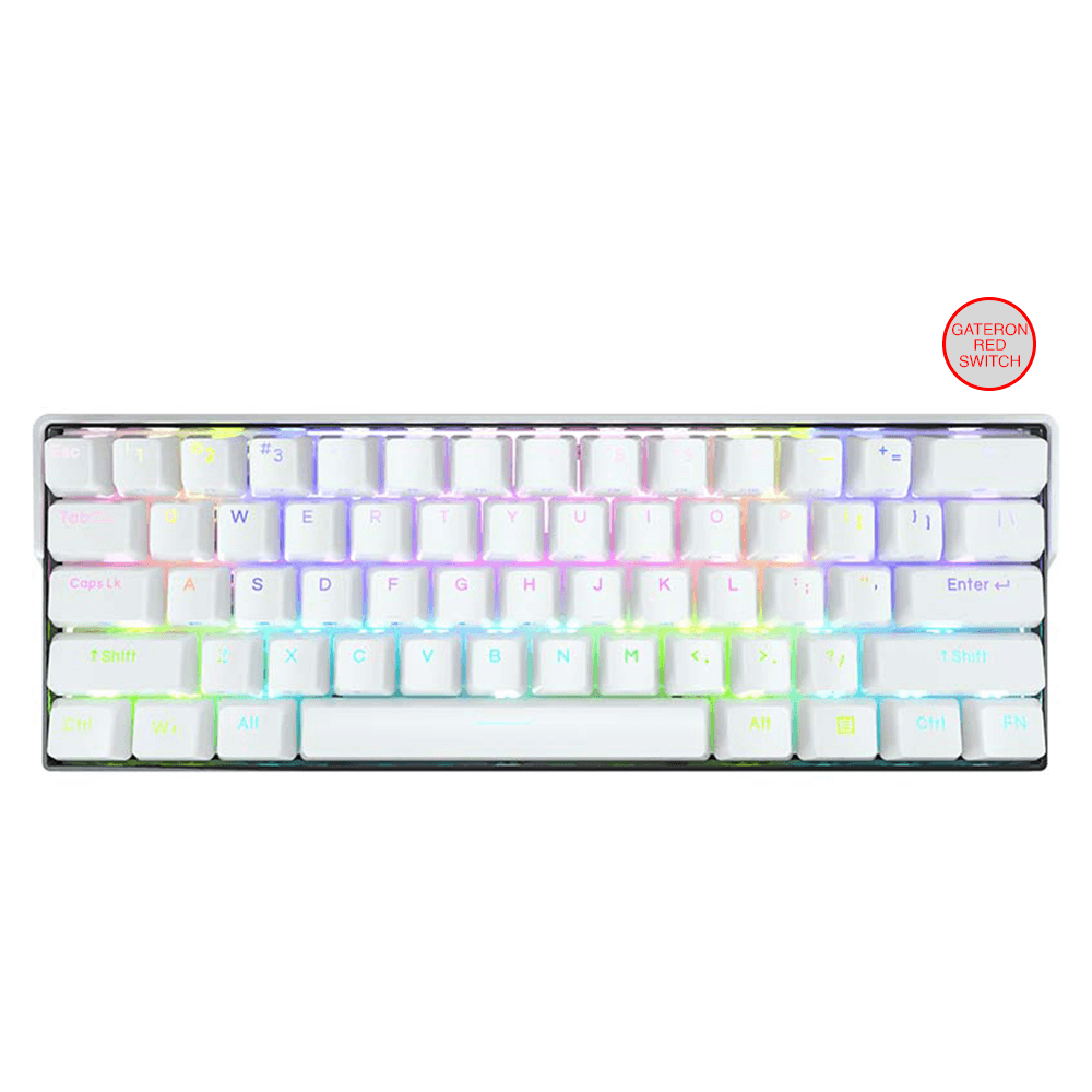 KEMOVE DK61 SNOWFOX WHITE HOT-SWAPPABLE RGB BACKLIT WIRED/BLUETOOTH MECHANICAL KEYBOARD (GATERON RED SWITCH) - DataBlitz