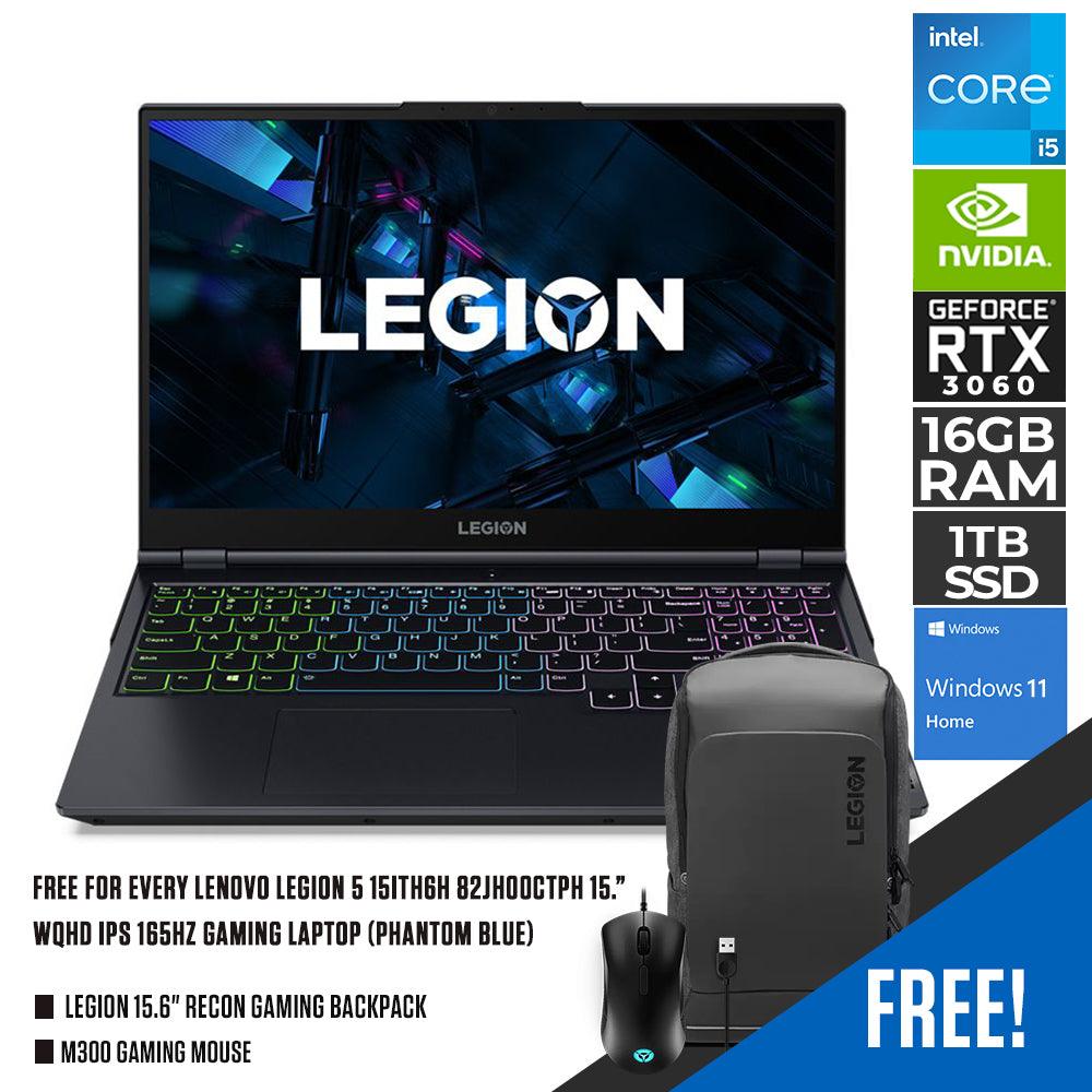 LENOVO LEGION 5 15ITH6H 82JH00CTPH GAMING LAPTOP (PHANTOM BLUE) | 15.6" WQHD | i5-11400H | 16GB DDR4 | 1TB SSD | RTX 3060 | WIN11 + M300 GAMING MOUSE + LEGION RECON GAMING BACKPACK - DataBlitz