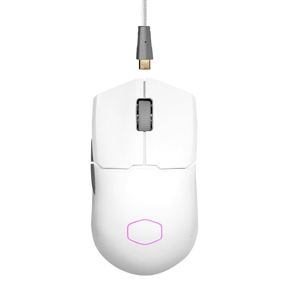 Cooler Master MM712 Wireless Lightweight Gaming Mouse With Ultraweave Cable PTFE Feet & RGB Accents (Matte White) - DataBlitz