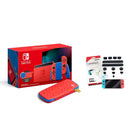 Nintendo Switch Console Mario Red & Blue Edition (Includes Carrying Case) + NSW Dobe Dust-Proof Kit Include Rubber Plug & Toughened Glass Film (TNS-862) Bundle - DataBlitz