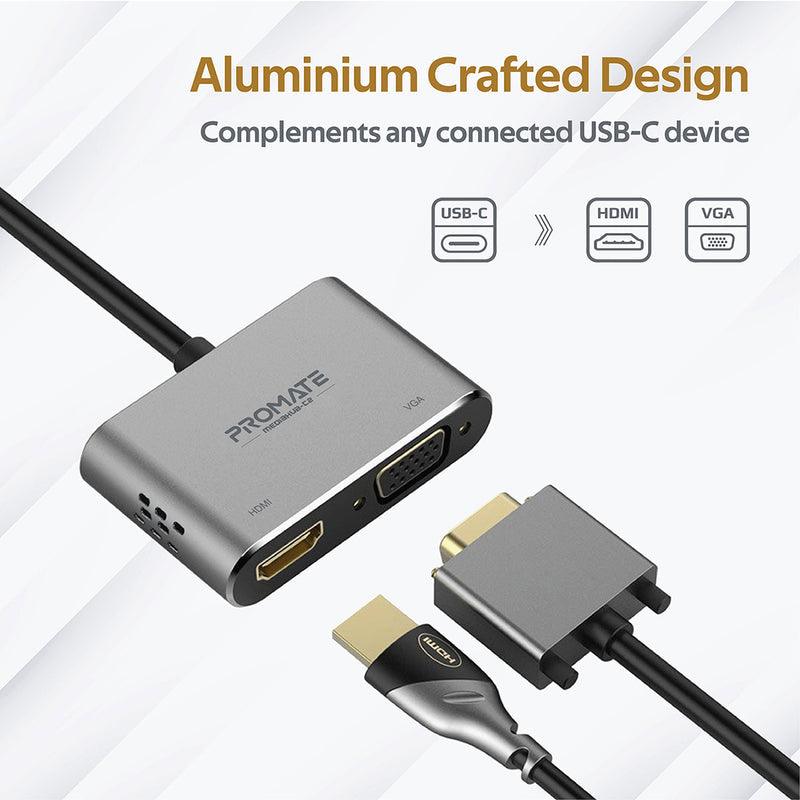 PROMATE Mediahub-C2 High Definition USB-C Display Adapter (Grey) - DataBlitz
