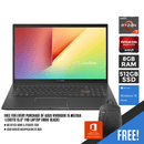 ASUS VIVOBOOK 15 M513UA-L1301TS Laptop (INDIE Black) | 15.6" FHD | RYZEN 7 5700U | 8GB DDR4 | 512GB SSD | AMD RADEON | WIN10 + MS Office Home and Student + ASUS NEREUS Backpack (Black) - DataBlitz