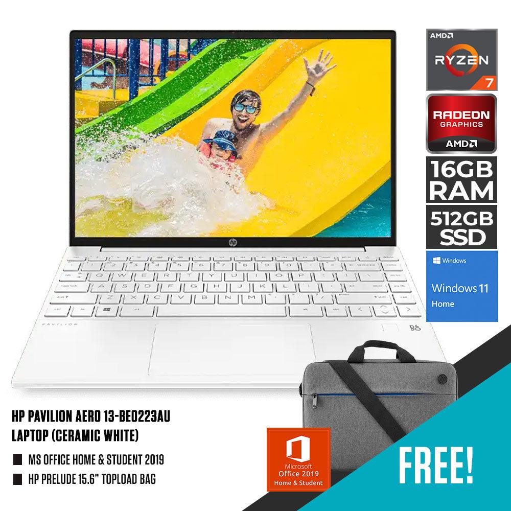 HP PAVILION AERO 13-BE0223AU LAPTOP (CERAMIC WHITE) | 13.3” WQXGA | RYZEN 7 5800U | 16GB DDR4 | AMD RADEON | WIN11 + MS OFFICE HOME & STUDENT HP PRELUDE 15.6" TOPLOAD BAG - DataBlitz