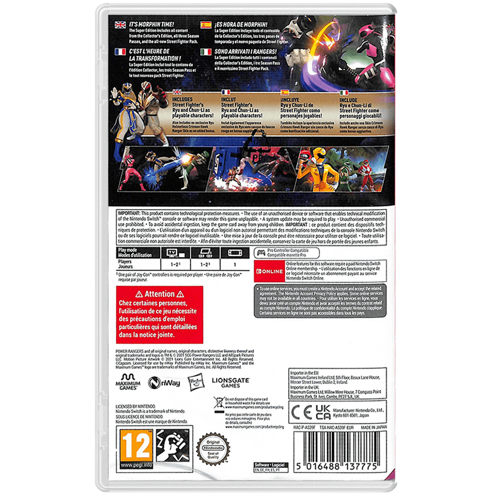 Nintendo Switch Power Rangers Battle For The Grid Super Edition
