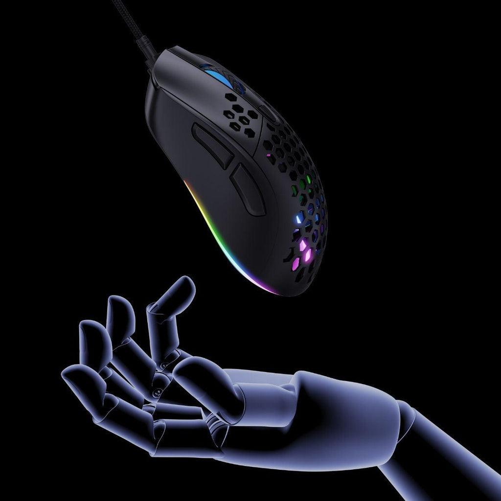 Onikuma CW906 Wired Gaming Mouse Honeycomb Shell 8 Programming Buttons Colorful RGB Backlit (Black) - DataBlitz