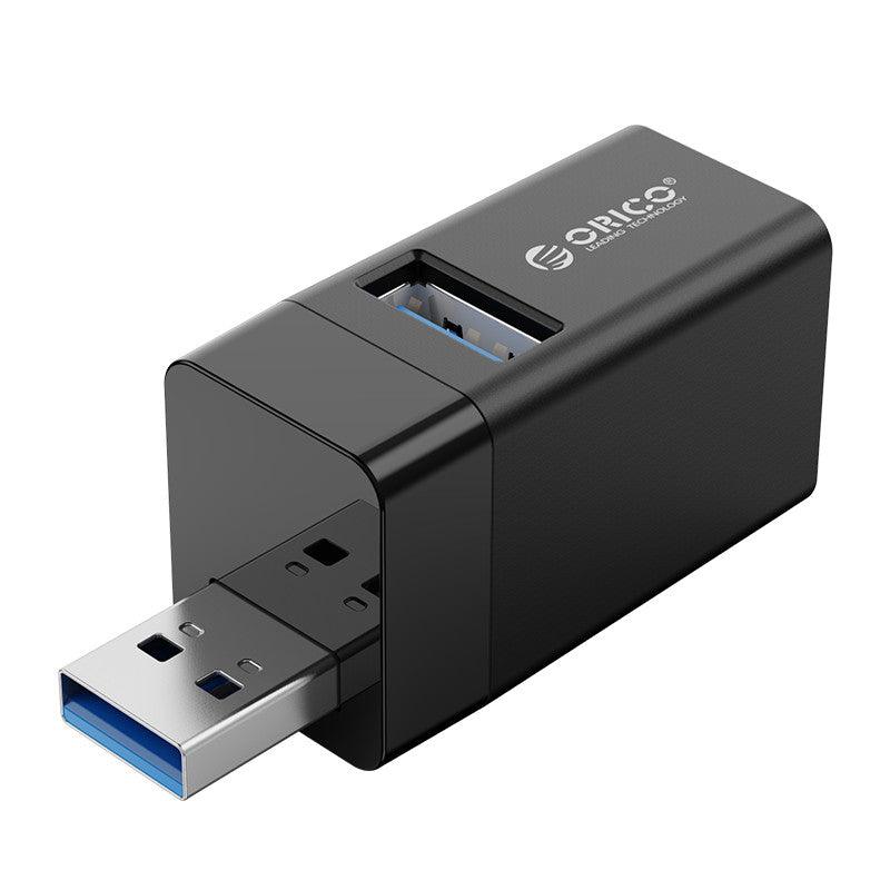 ORICO Mini 3-In-1 USB Hub Equipped With USB 3.0 And USB 2.0 Port (Black) (Mini-U32L) - DataBlitz