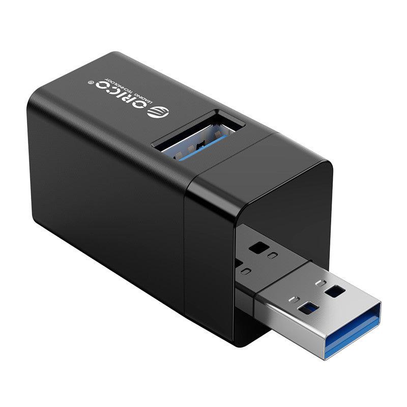 ORICO Mini 3-In-1 USB Hub Equipped With USB 3.0 And USB 2.0 Port (Black) (Mini-U32L) - DataBlitz