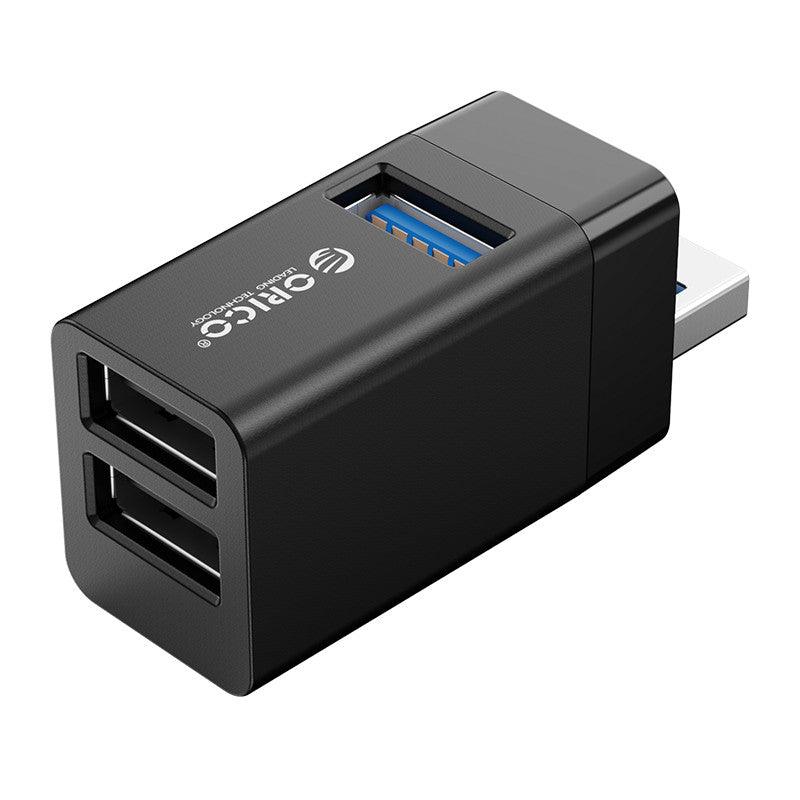 ORICO Mini 3-In-1 USB Hub Equipped With USB 3.0 And USB 2.0 Port (Black) (Mini-U32L) - DataBlitz