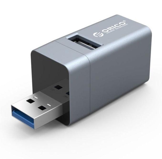 ORICO Mini 3-In-1 USB Hub Equipped With USB 3.0 And USB 2.0 Port (Gray) (Mini-U32L) - DataBlitz