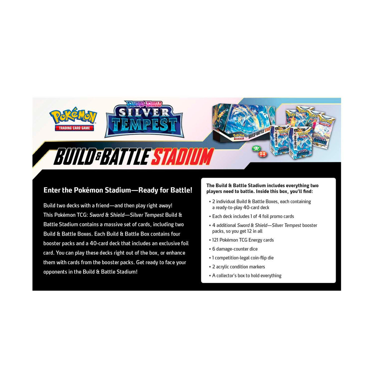 Pokemon Trading Card Game SS12 Sword & Shield Silver Tempest Build & Battle Stadium Box (183-85108) - DataBlitz