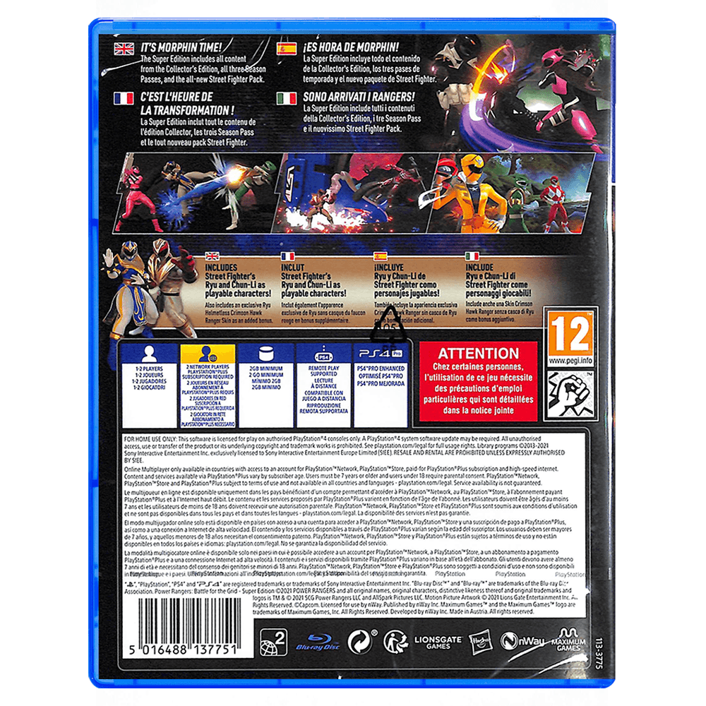 PS4 POWER RANGERS BATTLE FOR THE GRID SUPER EDITION REG.2 - DataBlitz