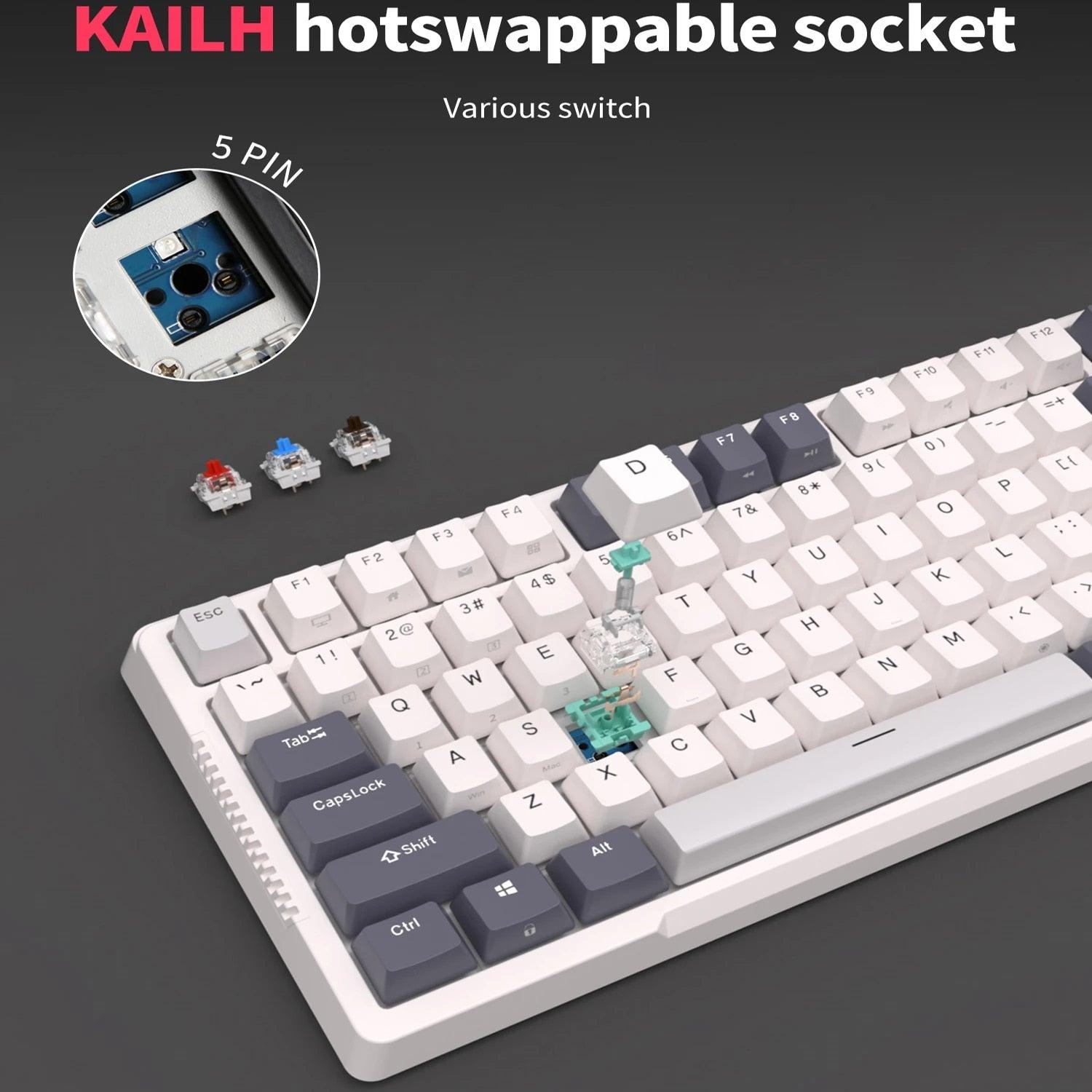 Royal Kludge RK-H81 Tri-Mode RGB 81 Keys Hot Swappable Mechanical Keyboard White Night (Sky Cyan Switch) - DataBlitz