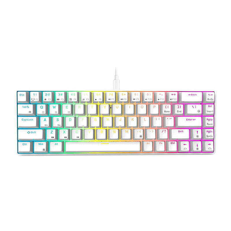 Royal Kludge G68Pro Tri-Mode RGB 68 Keys Hot Swappable Mechanical Keyboard White (Gateron Red Switch) - DataBlitz