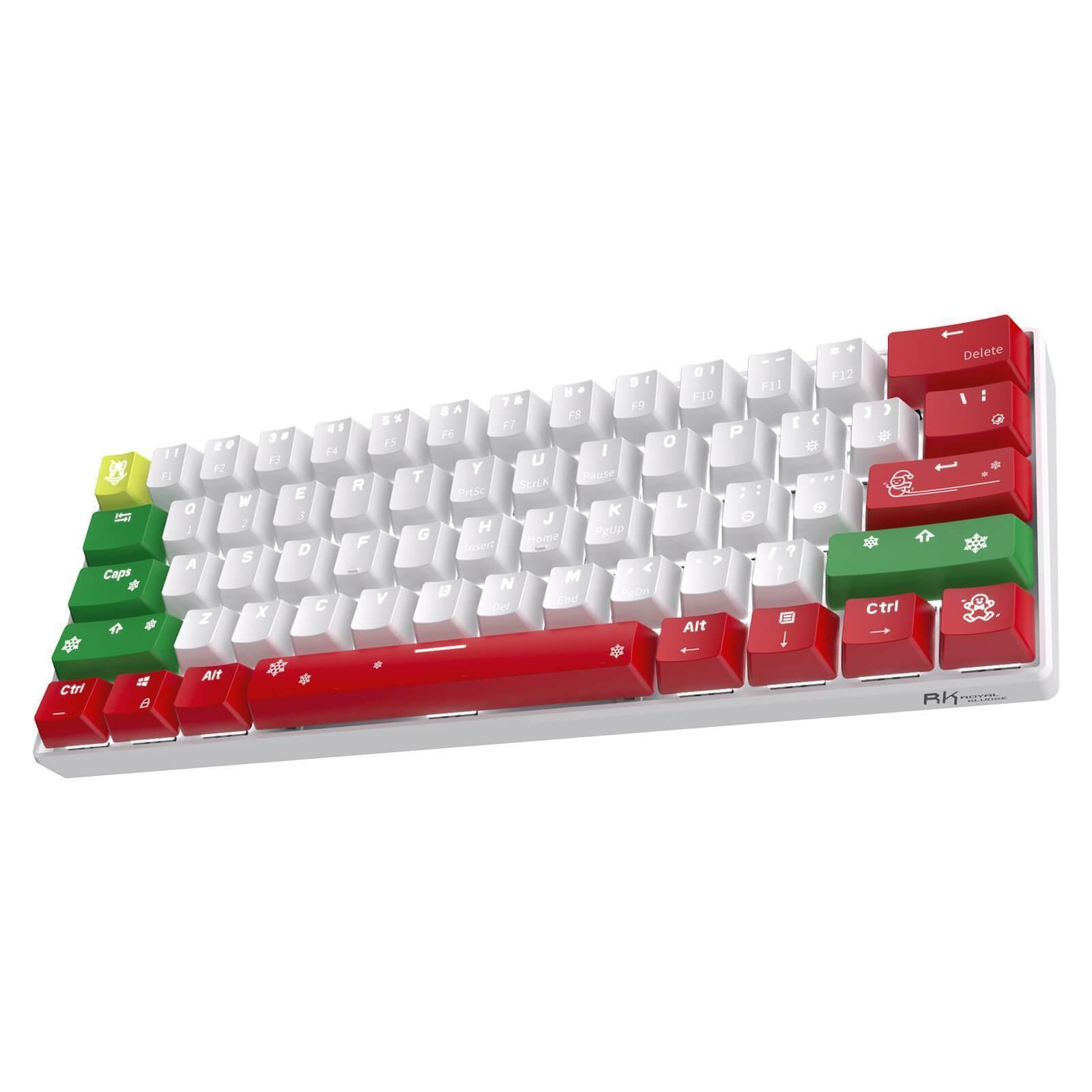 ROYAL KLUDGE RK61 TRI-MODE RGB 61 KEYS HOT SWAPPABLE XMAS MECHANICAL KEYBOARD WHITE (RED SWITCH) - DataBlitz