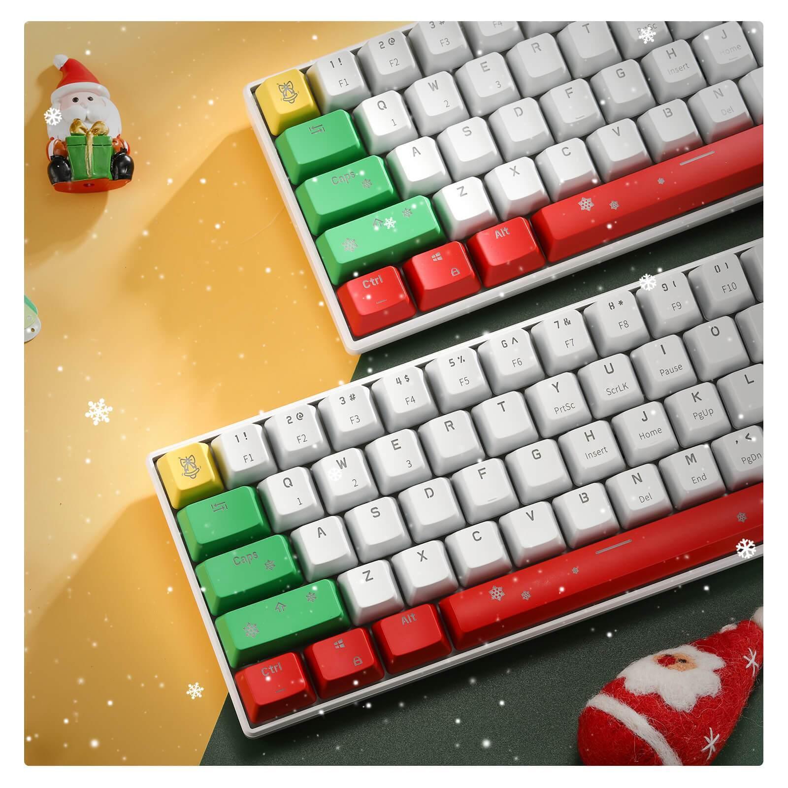 ROYAL KLUDGE RK61 TRI-MODE RGB 61 KEYS HOT SWAPPABLE XMAS MECHANICAL KEYBOARD WHITE (RED SWITCH) - DataBlitz