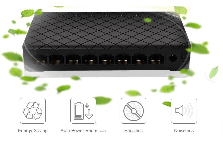 REYEE 8-Port 10/100mbps Unmanaged Plastic Switch (RG-ES08) - DataBlitz