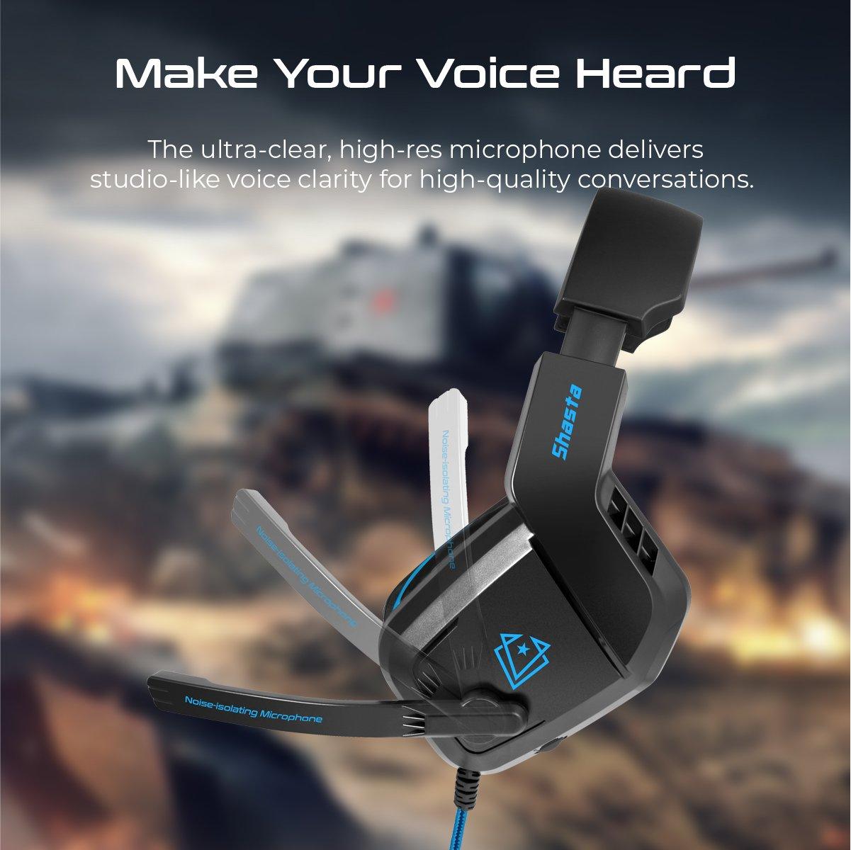 VERTUX SHASTA AMBIENT NOISE ISOLATION OVER-EAR GAMING HEADSET BLUE - DataBlitz