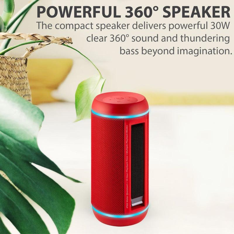 PROMATE Silox-Pro 30W High Definition TWS Speaker With Led Light Show (Red) - DataBlitz