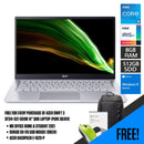Acer Swift 3 SF314-512-50XM Laptop (Pure Silver) | 14” QHD | i5-1240P | 8GB RAM | 512GB SSD | Intel Iris Xe Graphics | Windows 11 Home | MS Office H&S 2021 | Genius DX-110 USB Mouse (Green) | Acer Backpack E-1620-P - DataBlitz