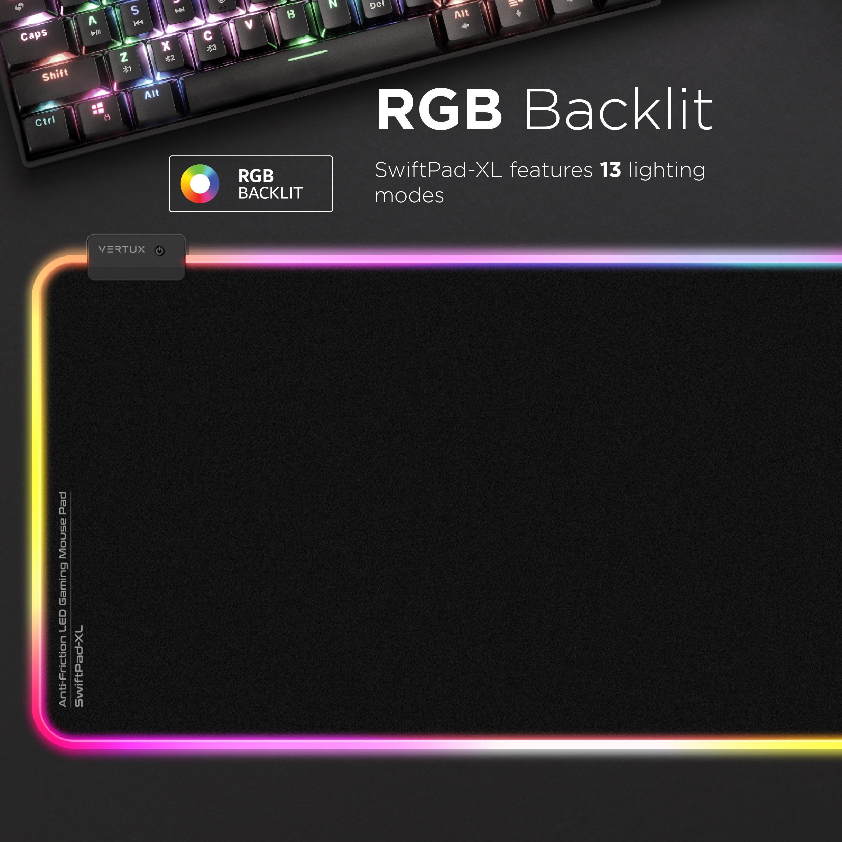 Vertux Swiftpad-XL Gameimmersion Smooth Scrolling RGB LED Gaming Mouse Pad Black - DataBlitz