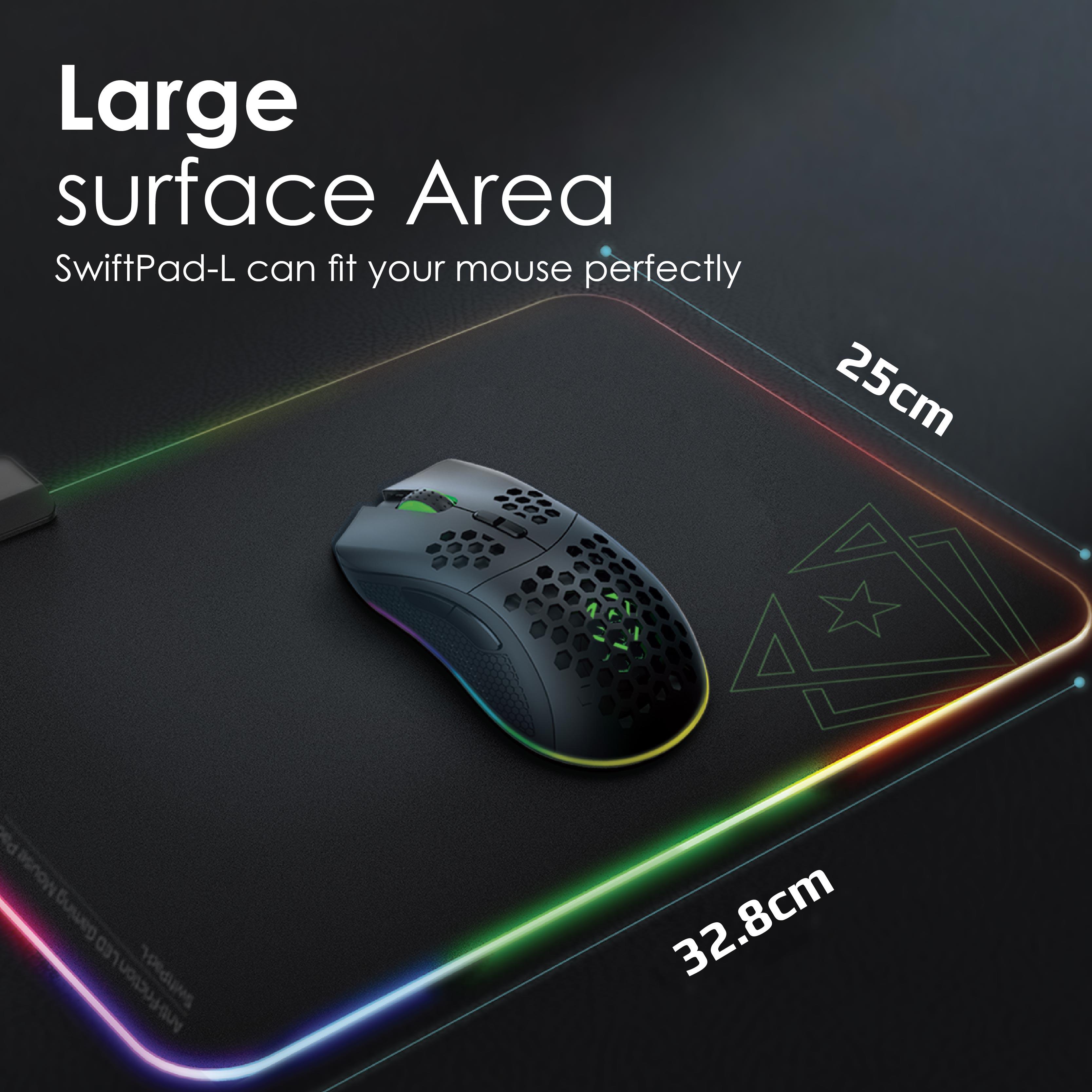 VERTUX SWIFTPAD-L GAMEIMMERSION SMOOTH SCROLLING RGB LED GAMING MOUSE PAD BLACK - DataBlitz