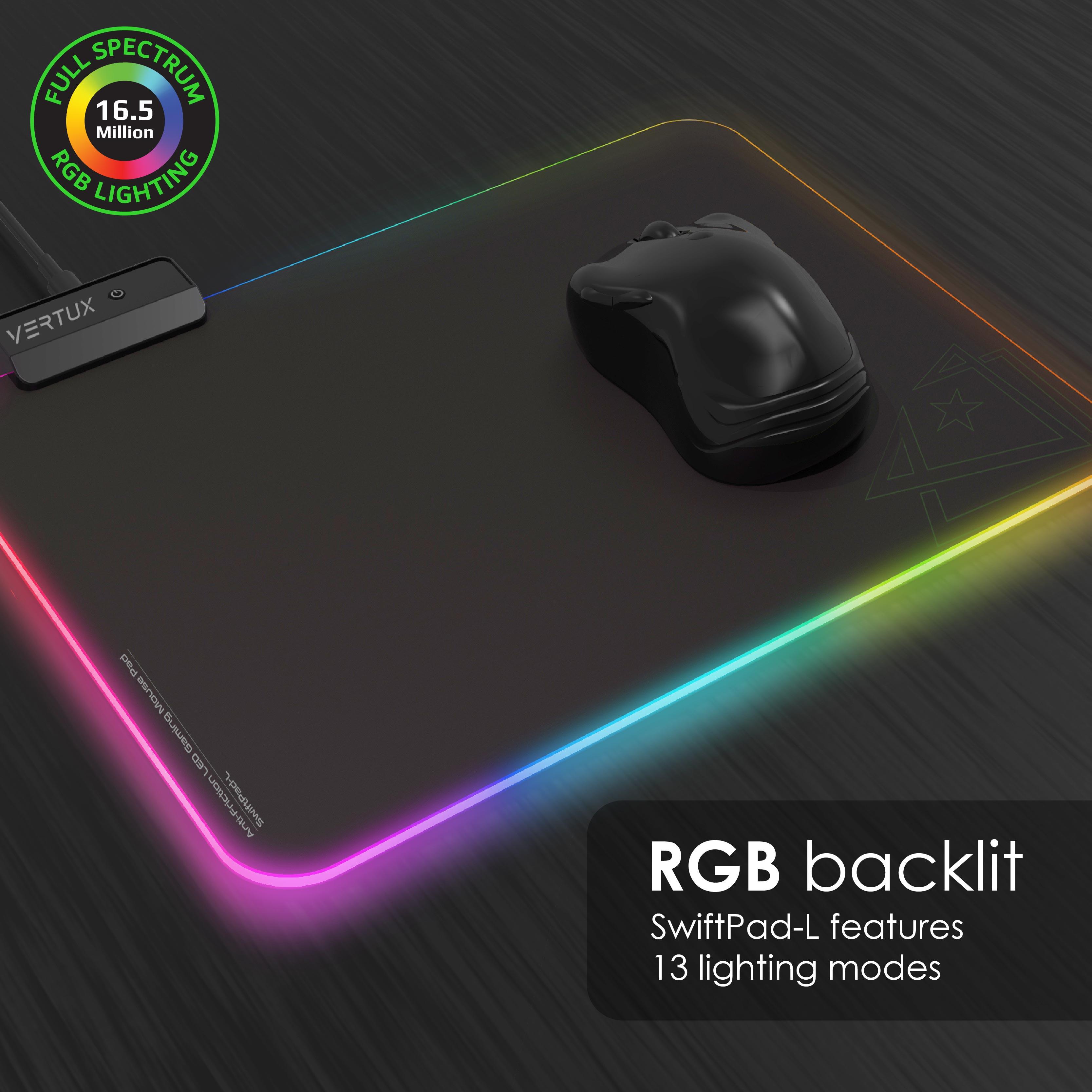VERTUX SWIFTPAD-L GAMEIMMERSION SMOOTH SCROLLING RGB LED GAMING MOUSE PAD BLACK - DataBlitz