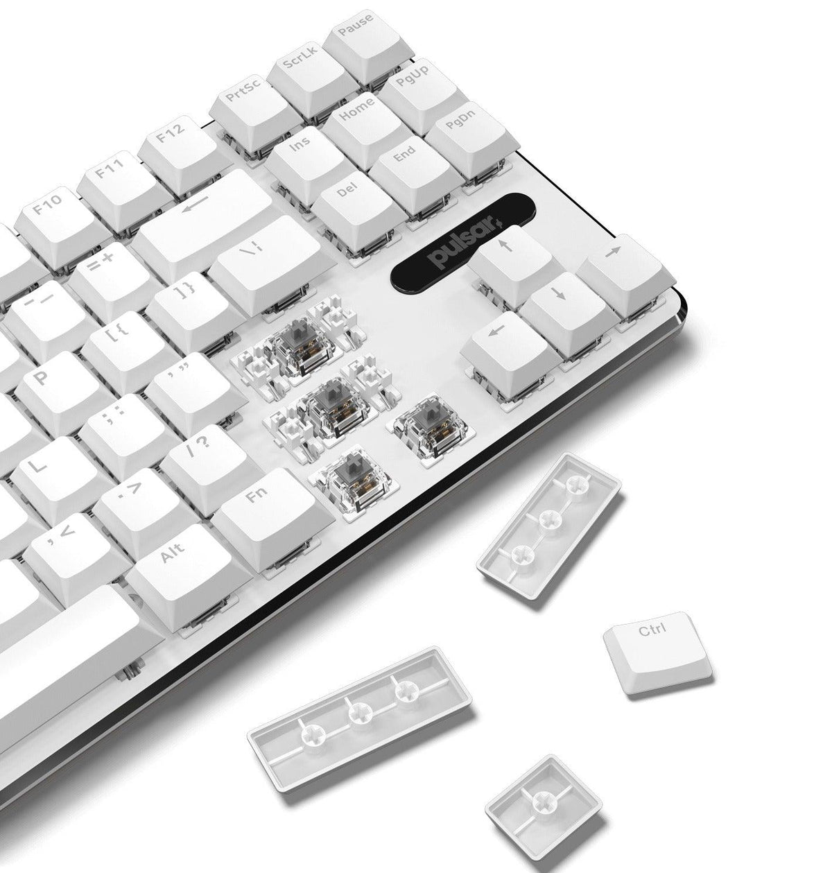 Pulsar Low Profile Keycaps 104 Set US ANSI Doubleshot Backlit (White) (PKC802W) - DataBlitz