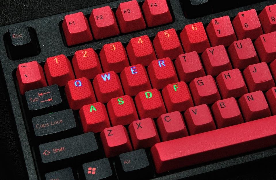 TAIHAO RUBBER DOUBLE SHOT BACKLIT GAMING KEYCAPS SET FOR CHERRY MX SWITCH TYPE (18-KEYS) (RED) - DataBlitz
