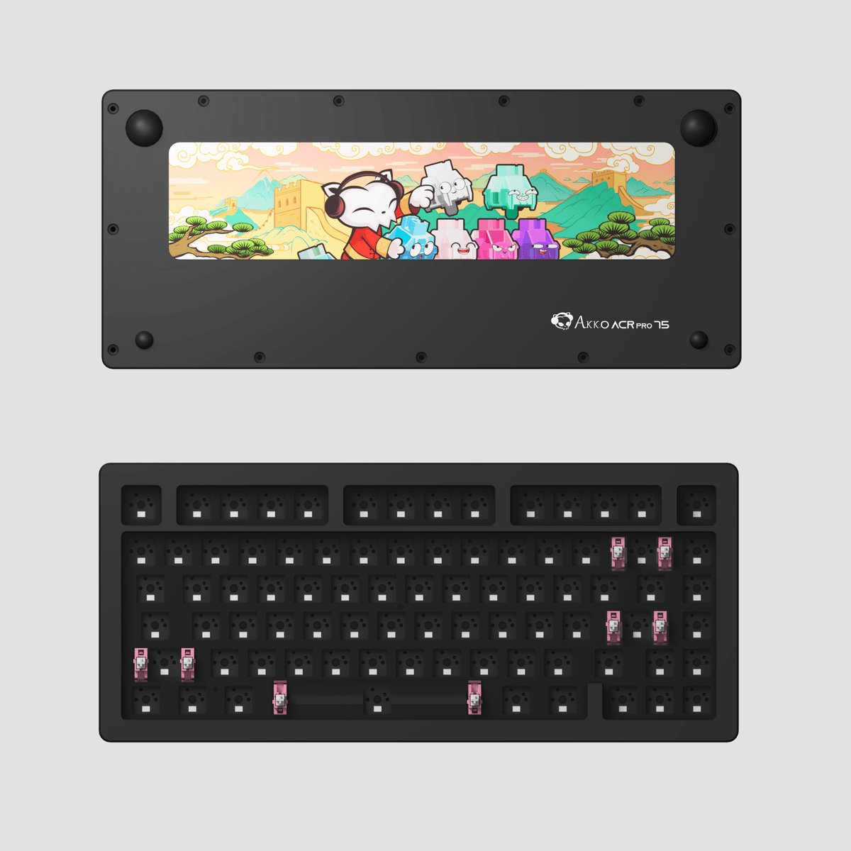 AKKO ACR Pro 75 Barebone Custom Mechanical Keyboard Hot-Swappable DIY Kit Gasket Mount (Black-South Facing PCB) - DataBlitz