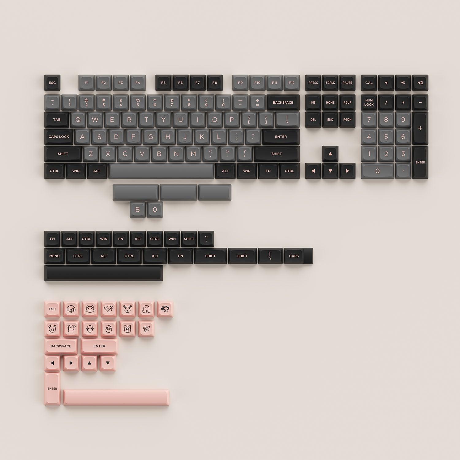 AKKO BLACK & PINK PBT KEYCAPS SET ASA LOW PROFILE 155 KEYS - DataBlitz