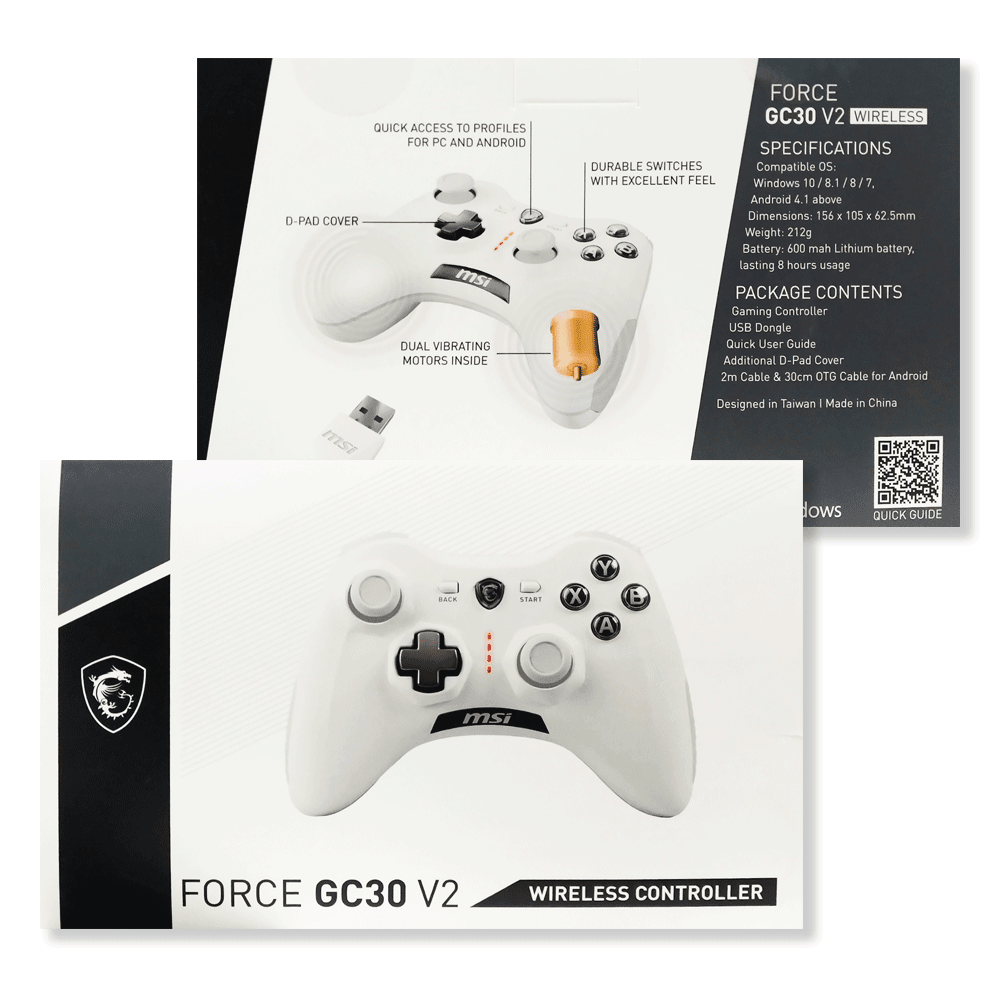 MSI FORCE GC30 V2 WIRELESS GAMING CONTROLLER (WHITE) - DataBlitz