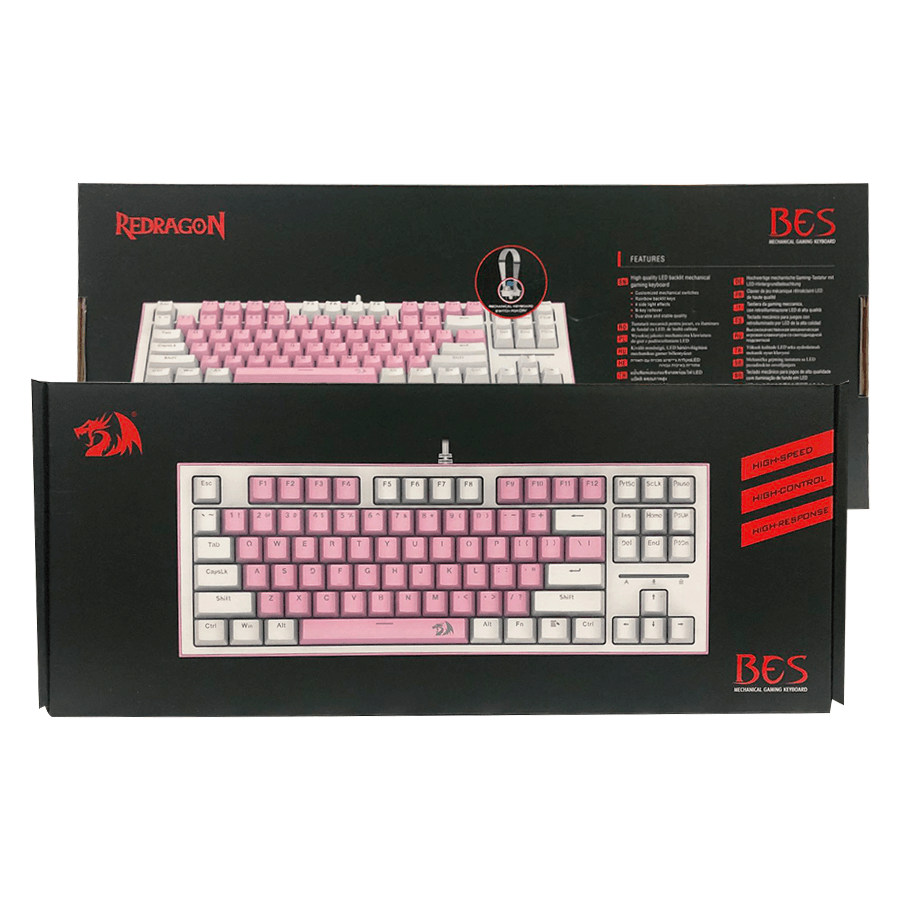 REDRAGON BES PINK WHITE MECHANICAL GAMING KEYBOARD (BLUE SWITCH) (K611-P1B) - DataBlitz