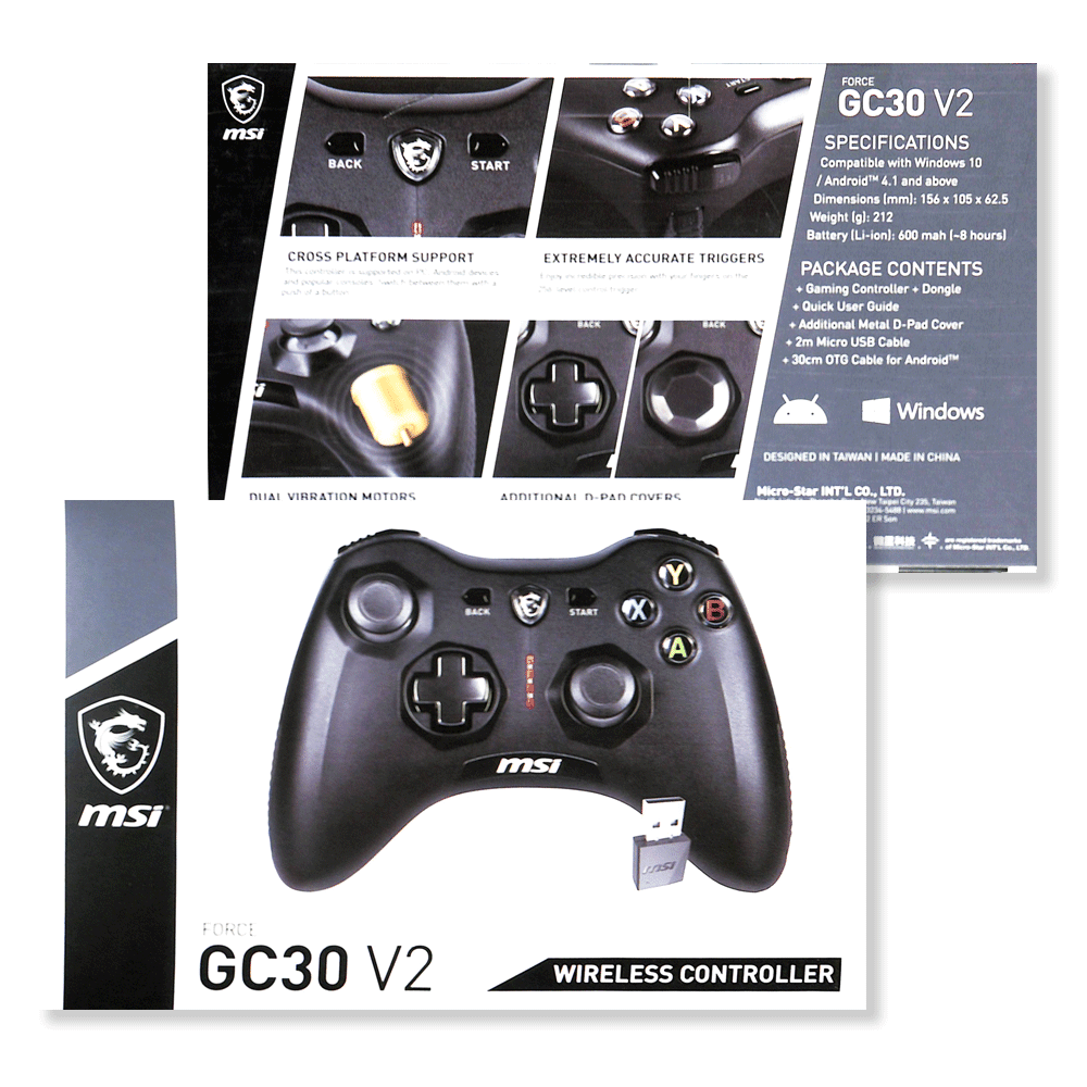 MSI FORCE GC30 V2 WIRELESS GAMING CONTROLLER (BLACK) - DataBlitz