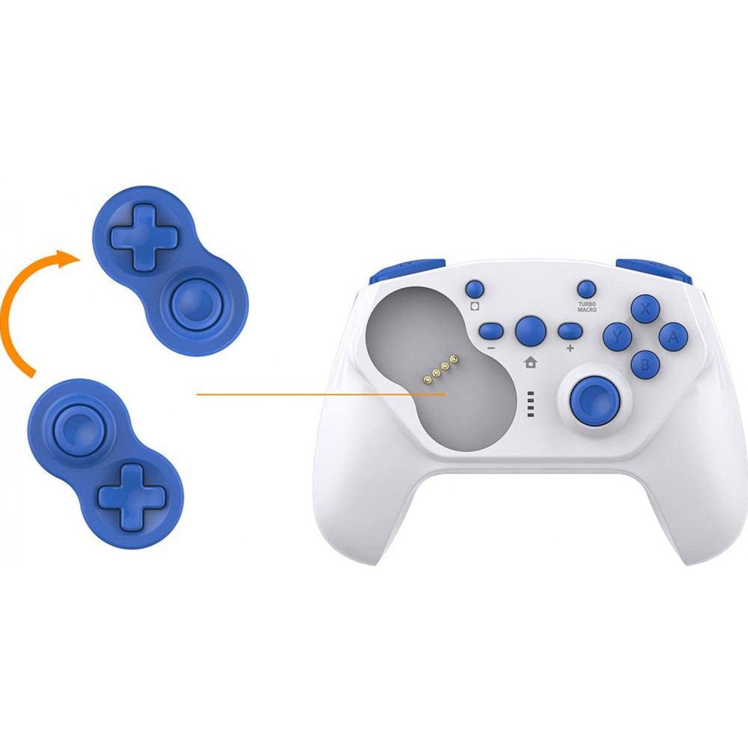 CYBER NSW GYRO WIRELESS CONTROLLER PRO FOR NINTENDO SWITCH (WHITE X BLUE) - DataBlitz