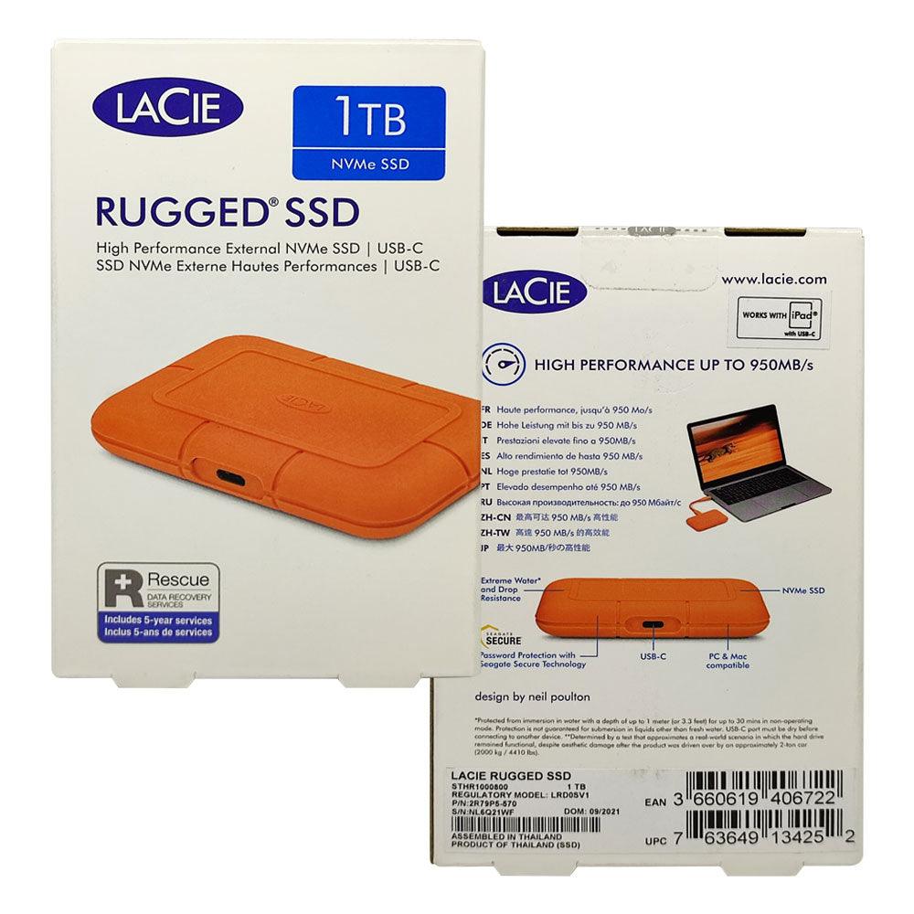 SEAGATE LACIE 1TB RUGGED USB 3.1 GEN. 2 TYPE-C HIGH PERFORMANCE PORTABLE EXTERNAL SSD (STHR1000800) - DataBlitz