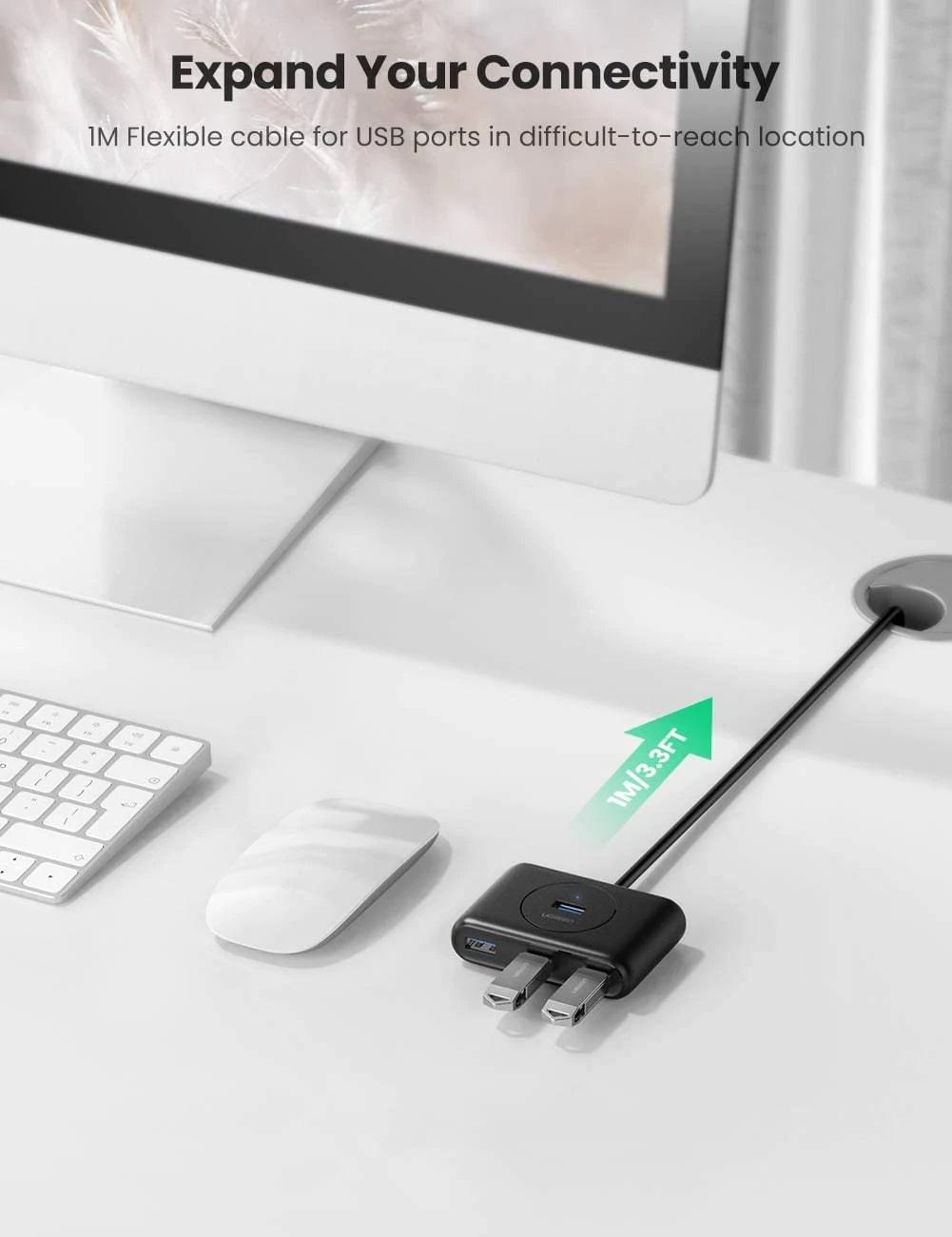 UGREEN USB 3.0 A WITH USB-C ADAPTER 4-PORTS HUB 1M (BLACK) (CR113/40850) - DataBlitz