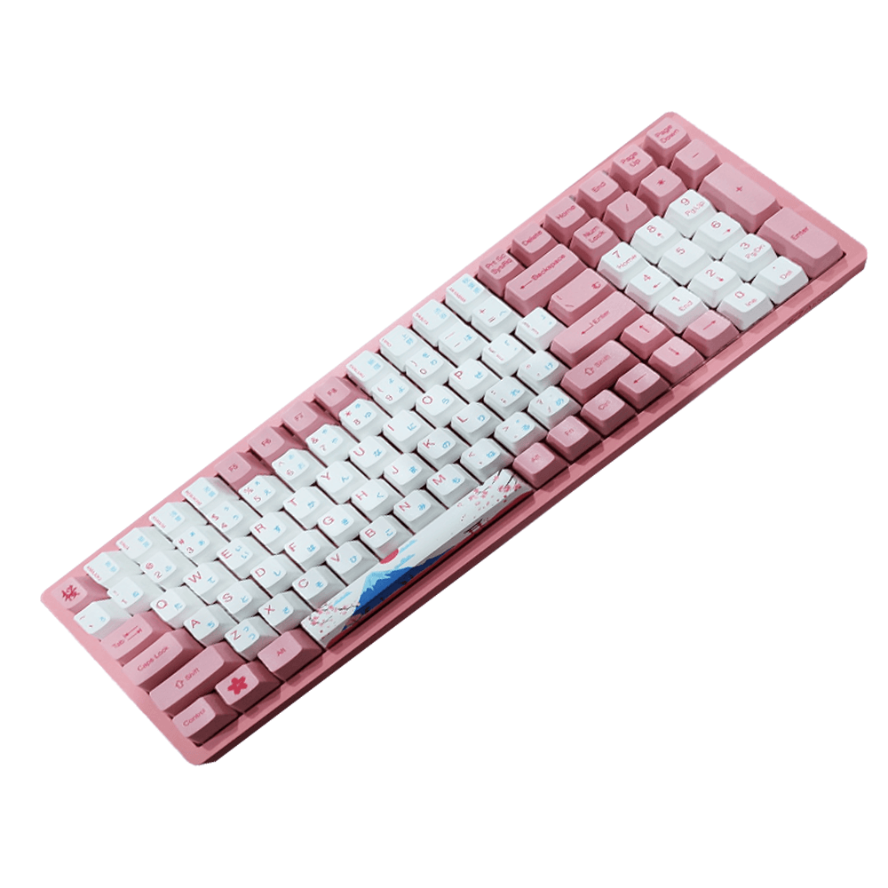 Sakura Cherry Blossom Keycaps Set Kawaii Pink White Geisha