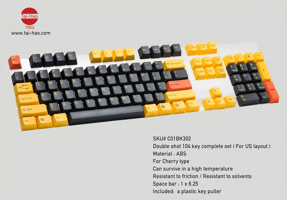 TAIHAO DOUBLE SHOT ABS KEYCAPS SET FOR CHERRY MX SWITCH (104-KEYS) (YELLOW SUBMARINE) (C01BK302) - DataBlitz