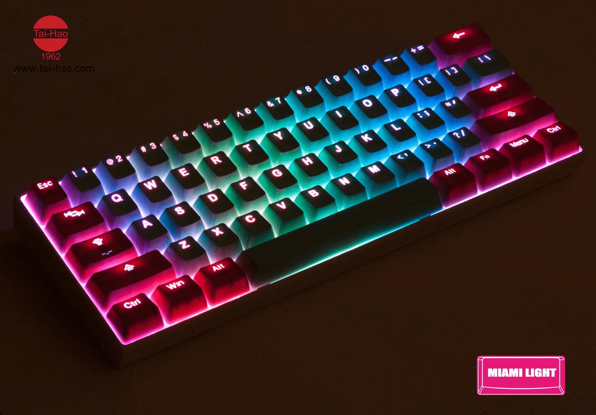 TAIHAO DOUBLE SHOT PBT BACKLIT KEYCAPS SET FOR CHERRY MX SWITCH (116-KEYS) (MIAMI LIGHTS) (C22BU201) - DataBlitz