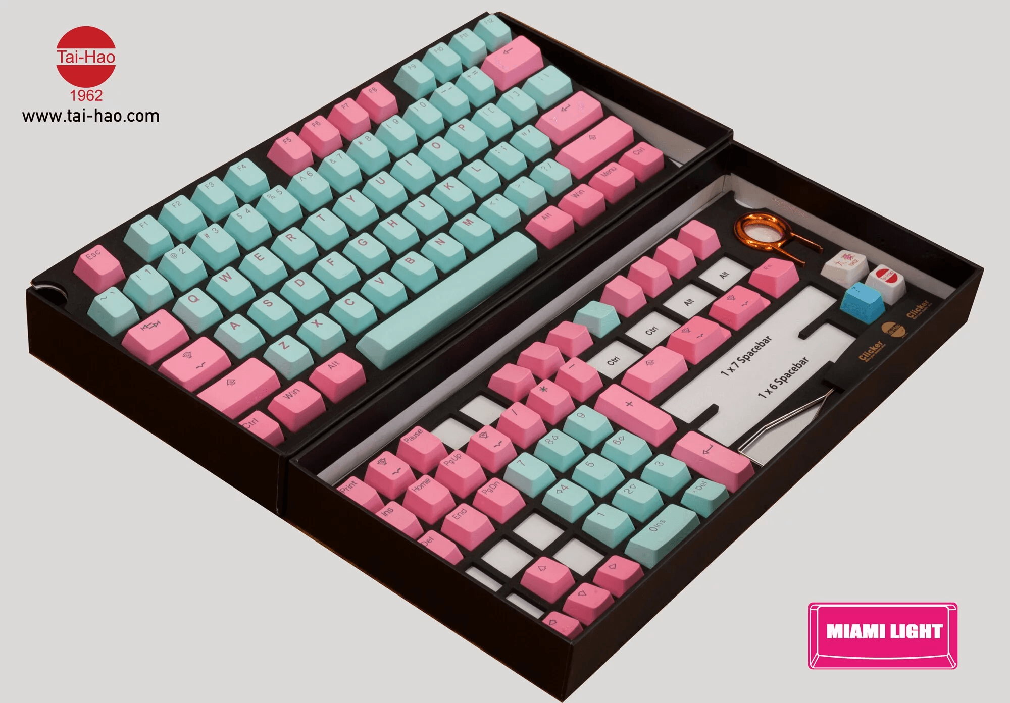 TAIHAO DOUBLE SHOT PBT BACKLIT KEYCAPS SET FOR CHERRY MX SWITCH (116-KEYS) (MIAMI LIGHTS) (C22BU201) - DataBlitz