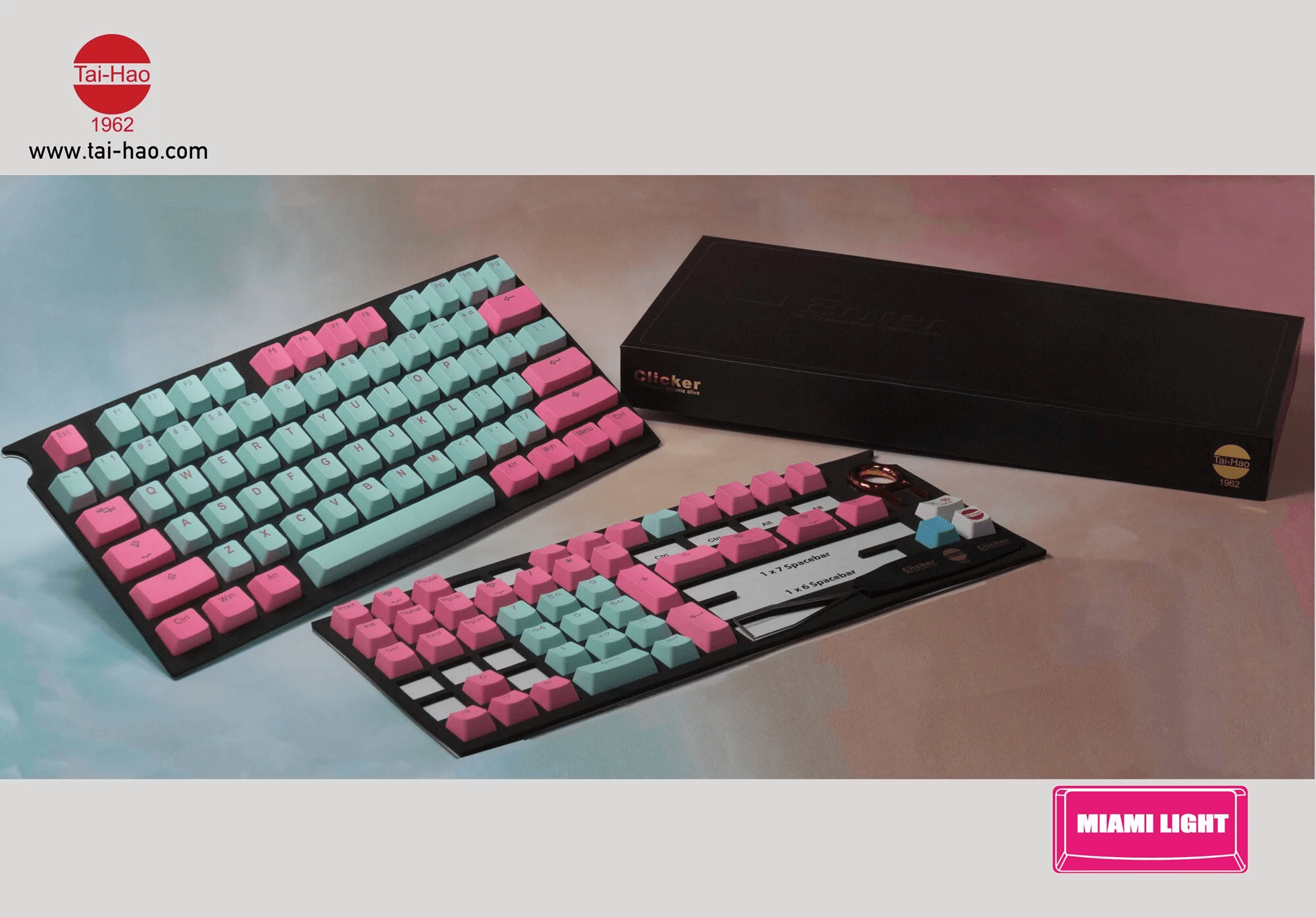 TAIHAO DOUBLE SHOT PBT BACKLIT KEYCAPS SET FOR CHERRY MX SWITCH (116-KEYS) (MIAMI LIGHTS) (C22BU201) - DataBlitz
