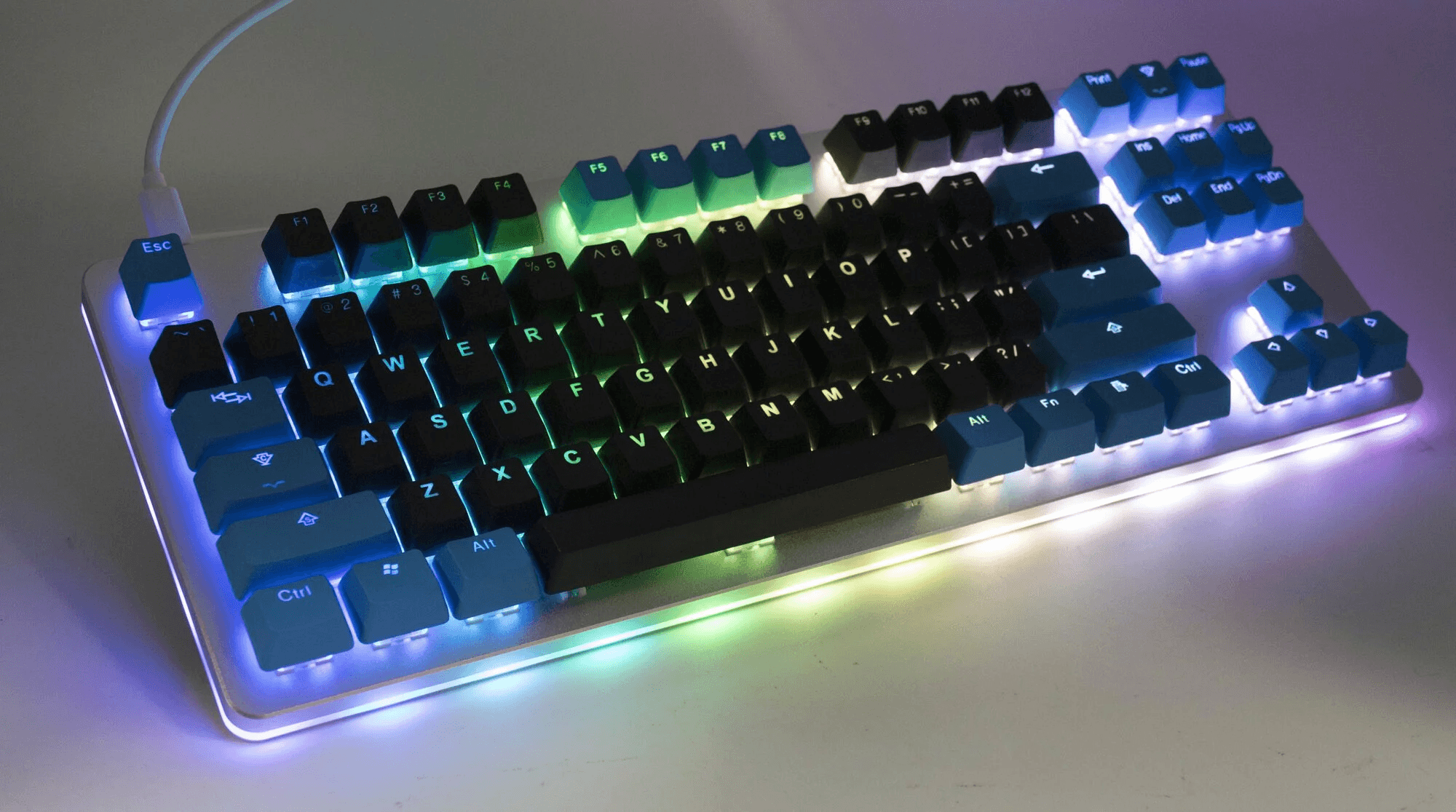 TAIHAO DOUBLE SHOT PBT BACKLIT KEYCAPS SET FOR CHERRY MX SWITCH (114-KEYS) (BLACK/DEEPSKY BLUE) (C22BK201) - DataBlitz