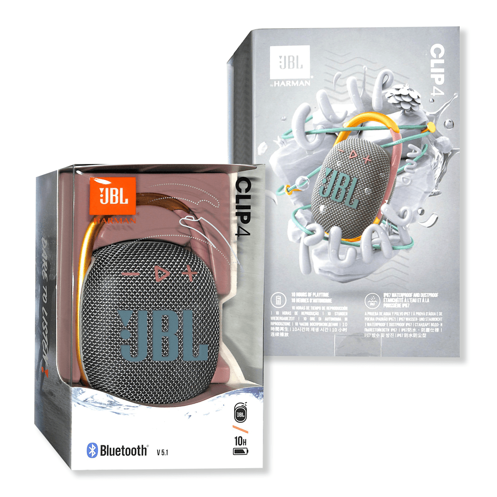 JBL CLIP 4 WATERPROOF BLUETOOTH WIRELESS SPEAKER (GREY) - DataBlitz