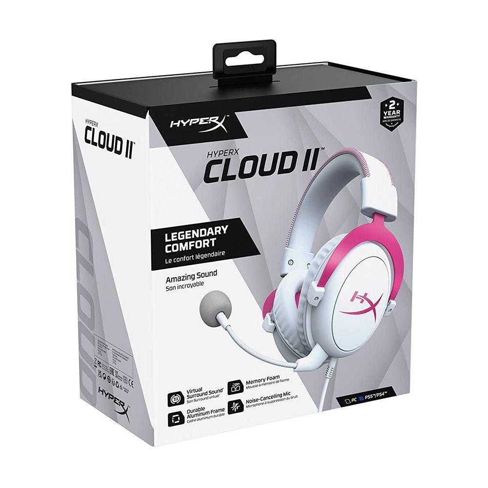 HYPERX CLOUD II GAMING HEADSET FOR PC/ PS5/ PS4 (PINK WHITE) - DataBlitz