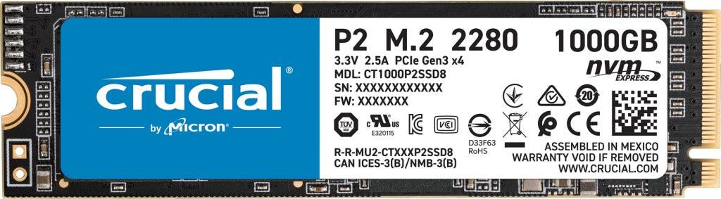 Crucial P2 1TB PCIE NVME M.2 2280SS SSD (CT1000P2SSD8) - DataBlitz