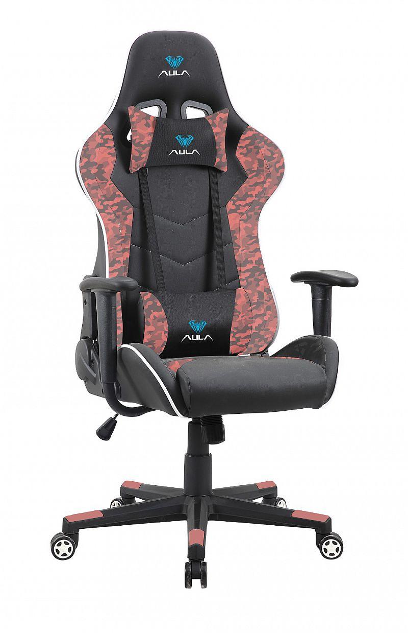 AULA F1007 Gaming Chair Black Red Camouflage