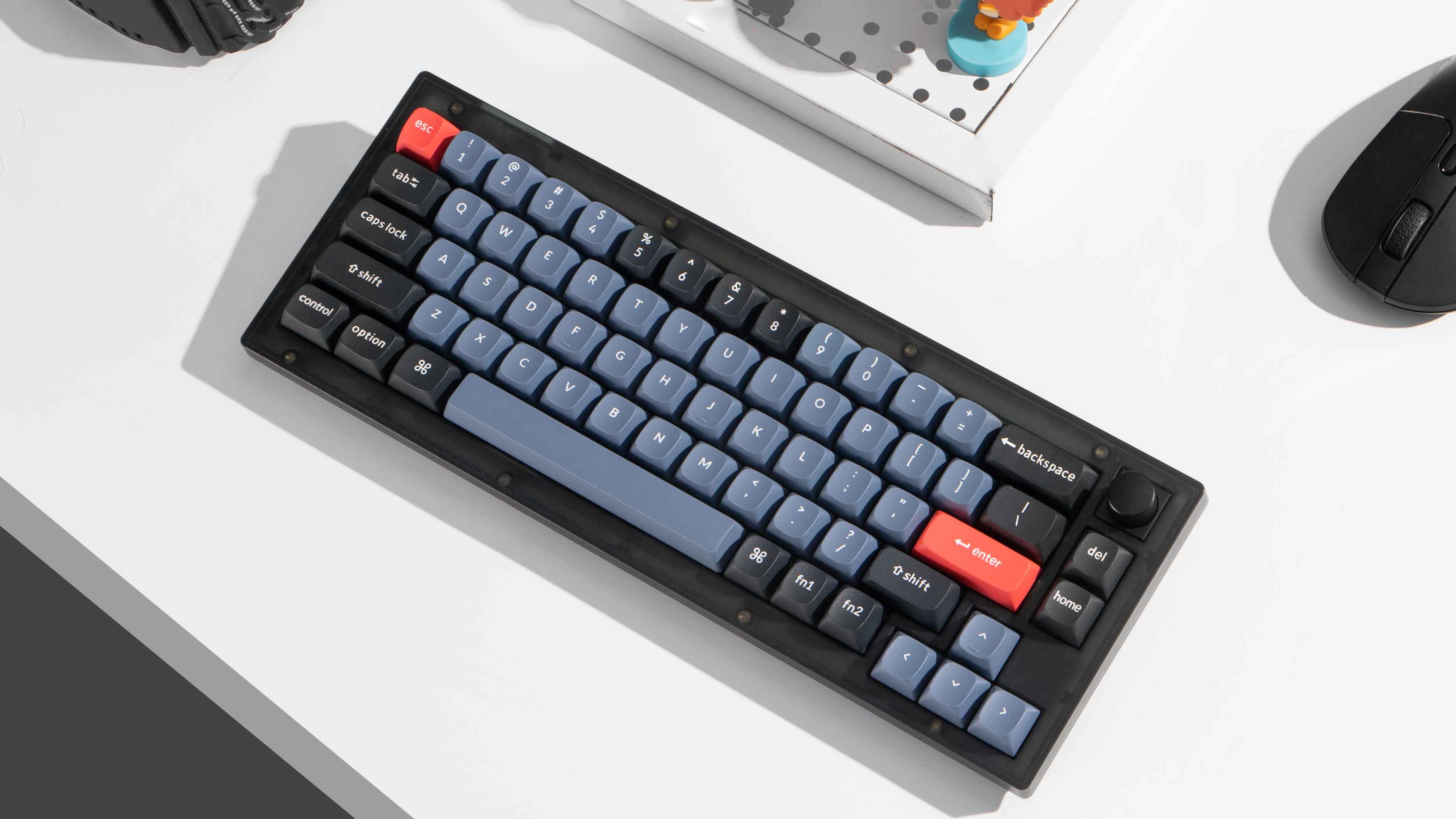 Keychron V2 QMK Custom Mechanical Knob Version Hot-Swappable RGB Backlight Keyboard - Frosted Black Transluscent (K Pro Brown Switch) (V2C3)