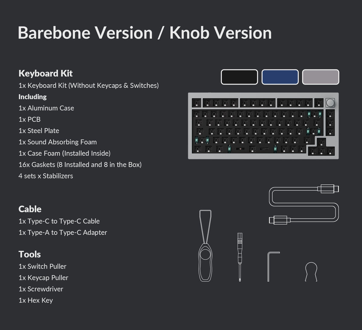 Keychron Q1 QMK Custom Mechanical Barebone Knob Keyboard Version 2