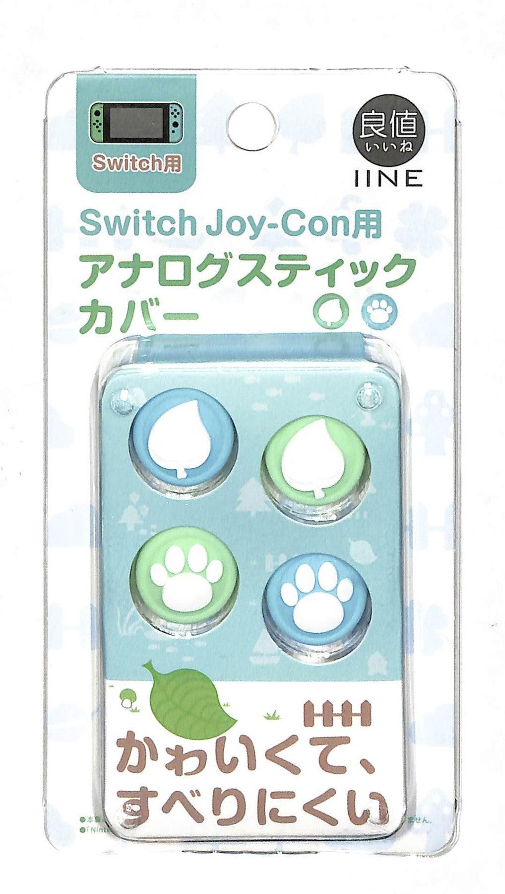 IINE NSW ANALOG CAPS FOR JOY-CON ANIMAL CROSSING GREEN/BLUE LEAF + PAW (L325) - DataBlitz